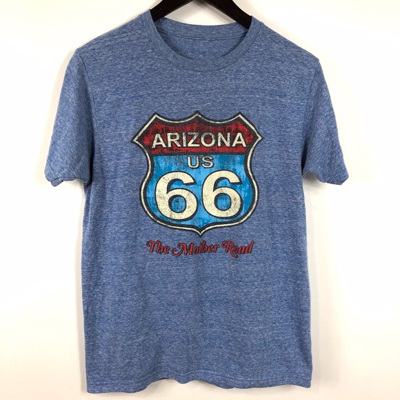 Vintage Blue Route 66 Mother Road T-shirt Sz M - Picture 1 of 4